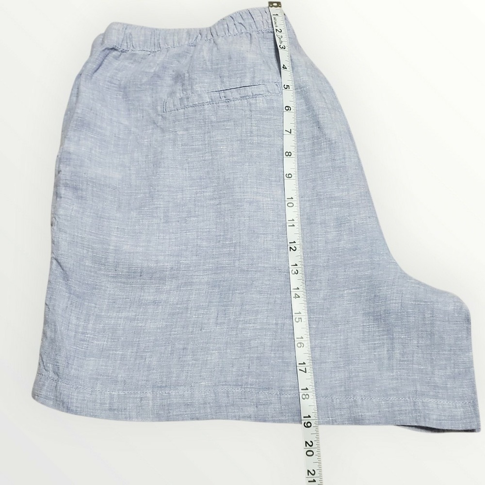 Tahari 100% Linen Shorts Womens 2X Chambray Blue Drawstring Waist Plus Size - Picture 9 of 10